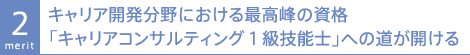 キャリア開発分野における最高峰の資格「キャリアコンサルティング１級技能士」への道が開ける