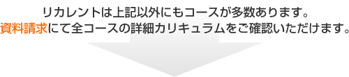 リカレントは上記以外にもコースが多数あります。資料請求にて全コースの詳細カリキュラムをご確認いただけます。