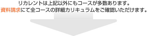 リカレントは上記以外にもコースが多数あります。資料請求にて全コースの詳細カリキュラムをご確認いただけます。