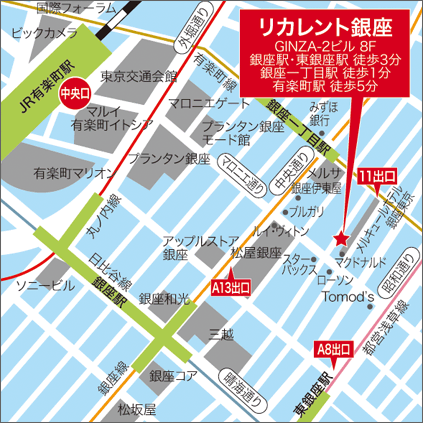 リカレント銀座の地図